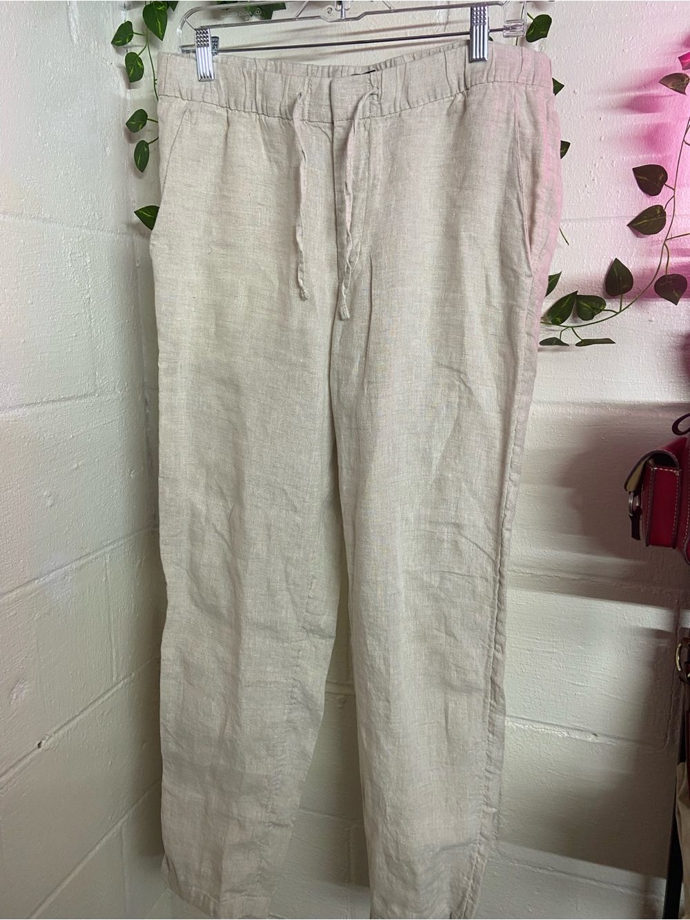 H&M Men's Linen Drawstring Pants - Natural Cream